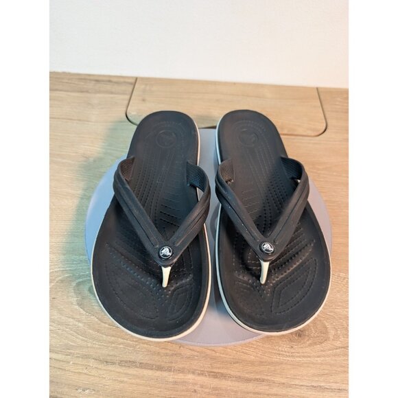 Crocs Crocband Flip Flop Sandals Women's Black Slip-On Lightweight Thong Size 9 - Picture 3 of 8